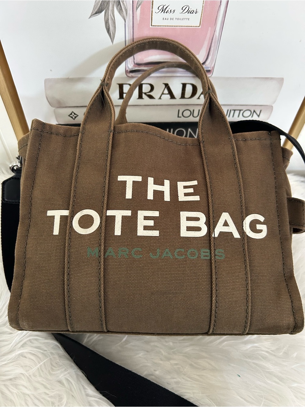 Marc Jacobs The Small Tote Bag Brown Canvas Crossbody Satchel Shoulder Bag - Picture 4 of 14